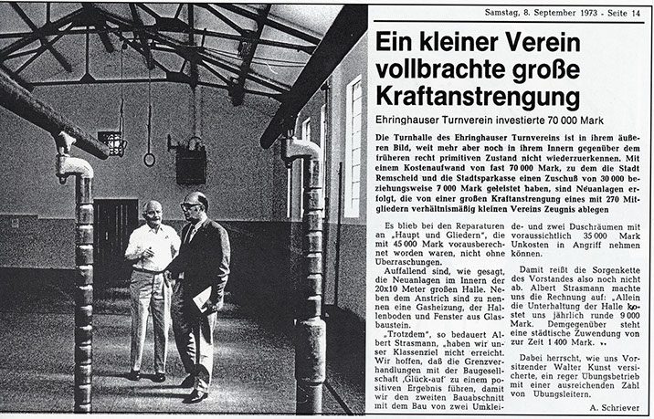 Zeitungsartikel über renovierung der Sporthalle