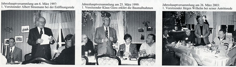 Drei Ausschnitte indenen jeweils die Vorsitzendne Albert Strasmann, Klaus Gieß und Jürgen Wilhelm eine Rede halten